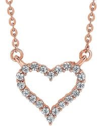Suzy Levian - 14k Rose Gold 0.25 Ct. Tw. Diamond Heart Necklace - Lyst
