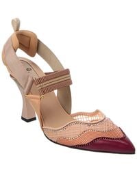 Fendi - Iconic Colibri Mesh & Leather Slingback Pump - Lyst