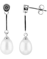 Splendid - Rhodium Over Silver 7.5-8mm Pearl Earrings - Lyst