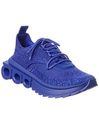 Ferragamo - Nima Strass Leather-Trim Sneaker - Lyst