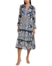 Johnny Was - Lucrezia Silk Midi Dress - Lyst