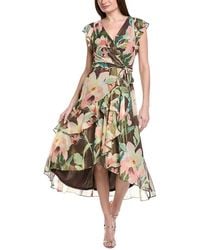 Adrianna Papell - Flutter Sleeve High-Low Midi Wrap Dress - Lyst