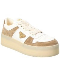 Prada - Downtown Suede & Leather Platform Sneaker - Lyst