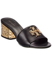 Tory Burch - Everly Block Heel Leather Sandal - Lyst