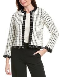 St. John - Soft Boucle Windowpane Wool-Blend Kissing Jacket - Lyst
