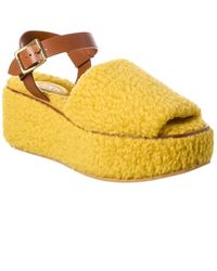 Tod's - Shearling & Leather Platform Sandal - Lyst