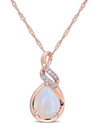 Rina Limor - 10k Rose Gold 2.04 Ct. Tw. Diamond & Blue Ethiopian Opal Pendant - Lyst