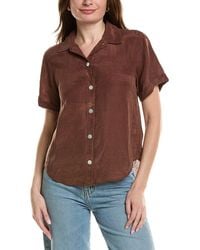 Bella Dahl - Cuffed Short Sleeve Linen-Blend Shirt - Lyst