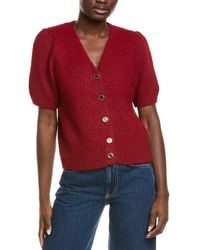 Cece - Hairy Wool-Blend Cardigan Sweater - Lyst