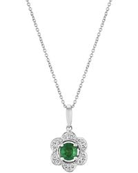 Le Vian - Le Vian Center Stone 14K 0.39 Ct. Tw. Diamond & Emerald Pendant Necklace - Lyst