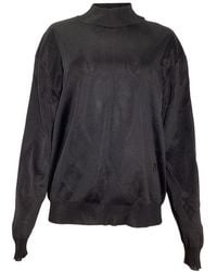 Alaïa - Alaïa Embroidered Logo Mock Neck Sweater, Size Fr 40 (authentic Pre-loved) - Lyst
