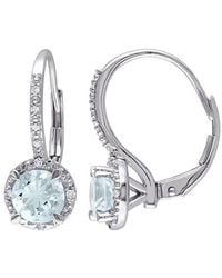 Rina Limor - 14k 1.56 Ct. Tw. Diamond & Aquamarine Halo Earrings - Lyst