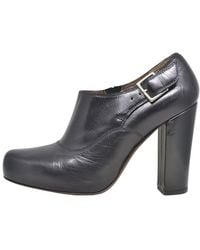 Marni - Leather Black Buckled Low Cut Round-toe Heel Bootie (authentic Pre-loved) - Lyst