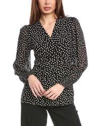 Anne Klein - Smocked Sleeve Wrap Top - Lyst