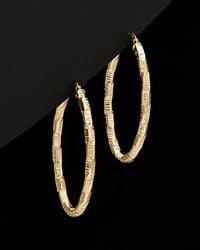 Italian Gold - 14K Textured Oval Hoops - Lyst