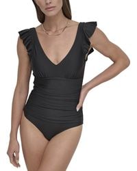 DKNY - Ruffle Sleeve Swimsuit - Lyst