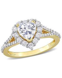 Rina Limor - Gold Over Silver 2.44 Ct. Tw. Sapphire Halo Heart Split Shank Ring - Lyst