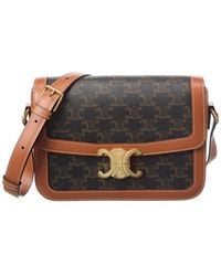 Celine - Classic Triomphe Canvas & Leather Shoulder Bag - Lyst