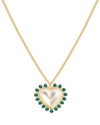 Gabi Rielle - Shining Moment 14k Over Silver .98mm Pearl Cz Sweet Pearl Heart Necklace - Lyst