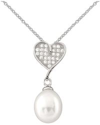 Splendid - Silver 7-8mm Freshwater Pearl & Cz Pendant Necklace - Lyst