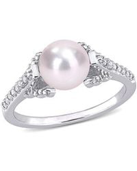 Rina Limor - 0.02 Ct. Tw. Diamond 7-7.5Mm Pearl Ring - Lyst