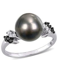 Pearls - 10K 0.13 Ct. Tw. Diamond 9-9.5Mm Pearl Ring - Lyst