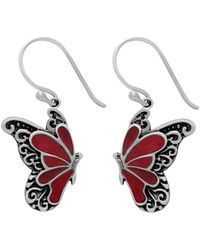 Samuel B. - Silver Coral Butterfly Earrings - Lyst