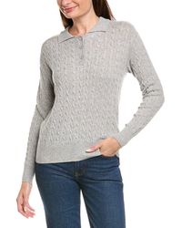 Kier + J - Kier + J Cable Knit Wool & Cashmere-Blend Polo Sweater - Lyst