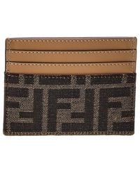 Fendi - Baguette Ff Jacquard & Leather Card Case - Lyst