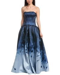 Marchesa - Strapless Printed Mikado Ball Gown - Lyst