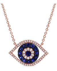 Sabrina Designs - 14k Rose Gold 0.64 Ct. Tw. Diamond & Sapphire Evil Eye Necklace - Lyst