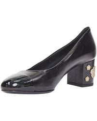 CHANEL - Leather 2021 Cap Toe Camellia Block Heel Pump (Authentic Pre- Loved) - Lyst