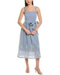 Julia Jordan - Embroidered Denim Midi Dress - Lyst