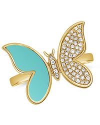 Sabrina Designs - 14k 1.01 Ct. Tw. Diamond & Turquoise Butterfly Ring - Lyst
