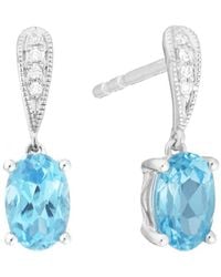 Diamond Select Cuts - 14k 1.26 Ct. Tw. Diamond & Blue Topaz Earrings - Lyst