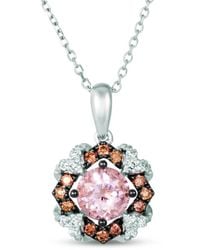 Le Vian - Chocolatier 14k Vanilla Gold 0.79 Ct. Tw. Diamond & Morganite Pendant Necklace - Lyst