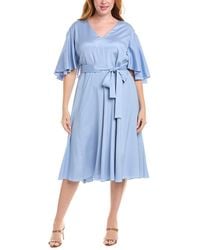 Lafayette 148 New York - Plus Belted Flounced Sleeve Silk-Blend Dress - Lyst
