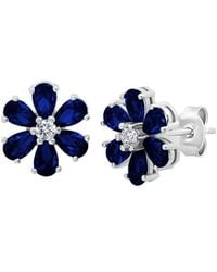 MaxColor - 2.20 Ct. Tw. Lab-Grown Sapphire Stud Earrings - Lyst