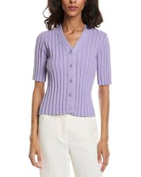 Forte - Elbow Sleeve Rib Cardigan - Lyst