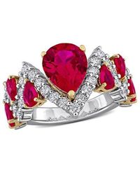 Lab Grown Gemstones - Created Forever 8.39 Ct. Tw. Lab-Grown Diamond & Lab-Grown Ruby Crossover Ring - Lyst