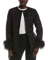 Miu Miu - Feather Trimmed Quilted Shell Down Jacket - Lyst