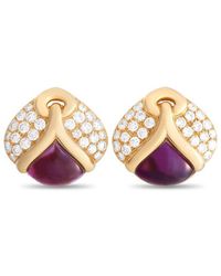 BVLGARI - 18K 4.00 Ct. Tw. Diamond & Amethyst Clip-On Earrings (Authentic Pre- Owned) - Lyst