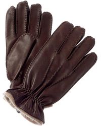 Hickey Freeman Gather Wrist Cashmere-lined Leather Gloves - Brown