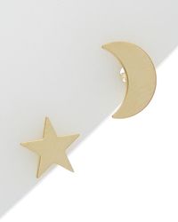 Italian Gold - 14k Moon And Star Mismatched Studs - Lyst