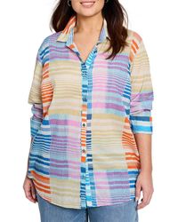 NIC+ZOE - Plus Sunset Stripe Boyfriend Shirt - Lyst