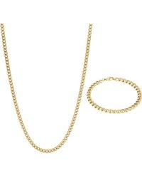 Adornia - Tarnish Resistant 18K Plated 5Mm Curb Chain Bracelet And Necklace Set - Lyst