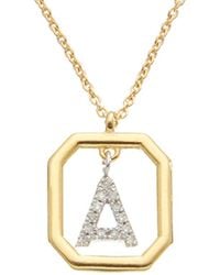 Italian Gold Over Silver - 18K Italian 0.15 Ct. Tw. Diamond Necklace - Lyst