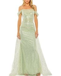 Mac Duggal - Off The-Shoulder Sequin Panel Train Gown - Lyst