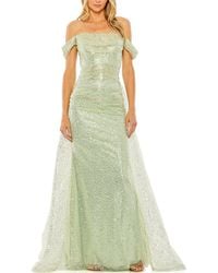 Mac Duggal - Off The-Shoulder Sequin Panel Train Gown - Lyst