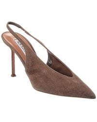 Aquazzura - Voltaire 85 Suede Slingback Pump - Lyst